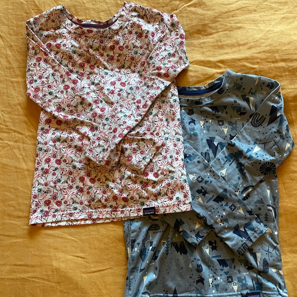 Patagonia Floral and Geometric Kids base layer Set